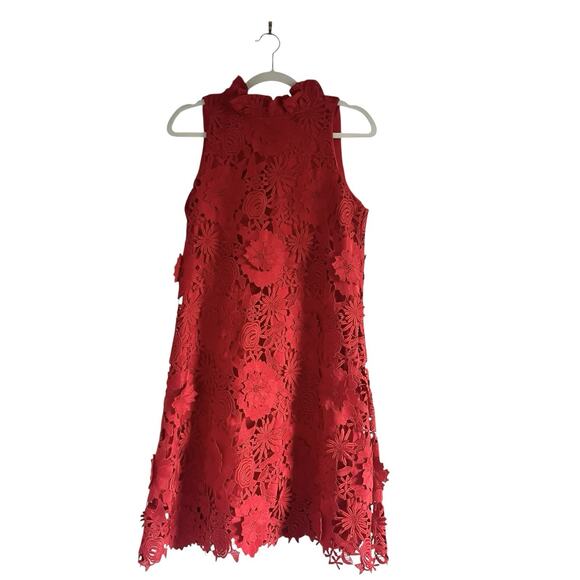 Tuckernuck Blythe Mini Dress Red Guipure Lace size S Holidays Christmas Chic - Picture 2 of 10